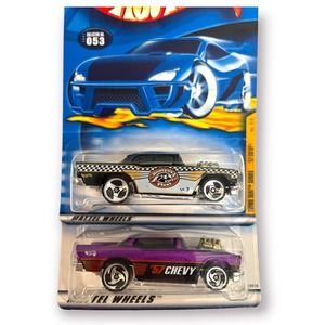 Hot Wheels Turbo Taxi series ‘57 Chevy + Purple #787 pair 2 lot
